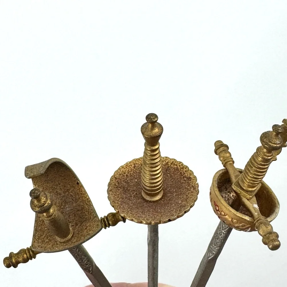 Vintage (2) Toledo Spain Brass Gallery Cocktail Sword Set-of-12/11